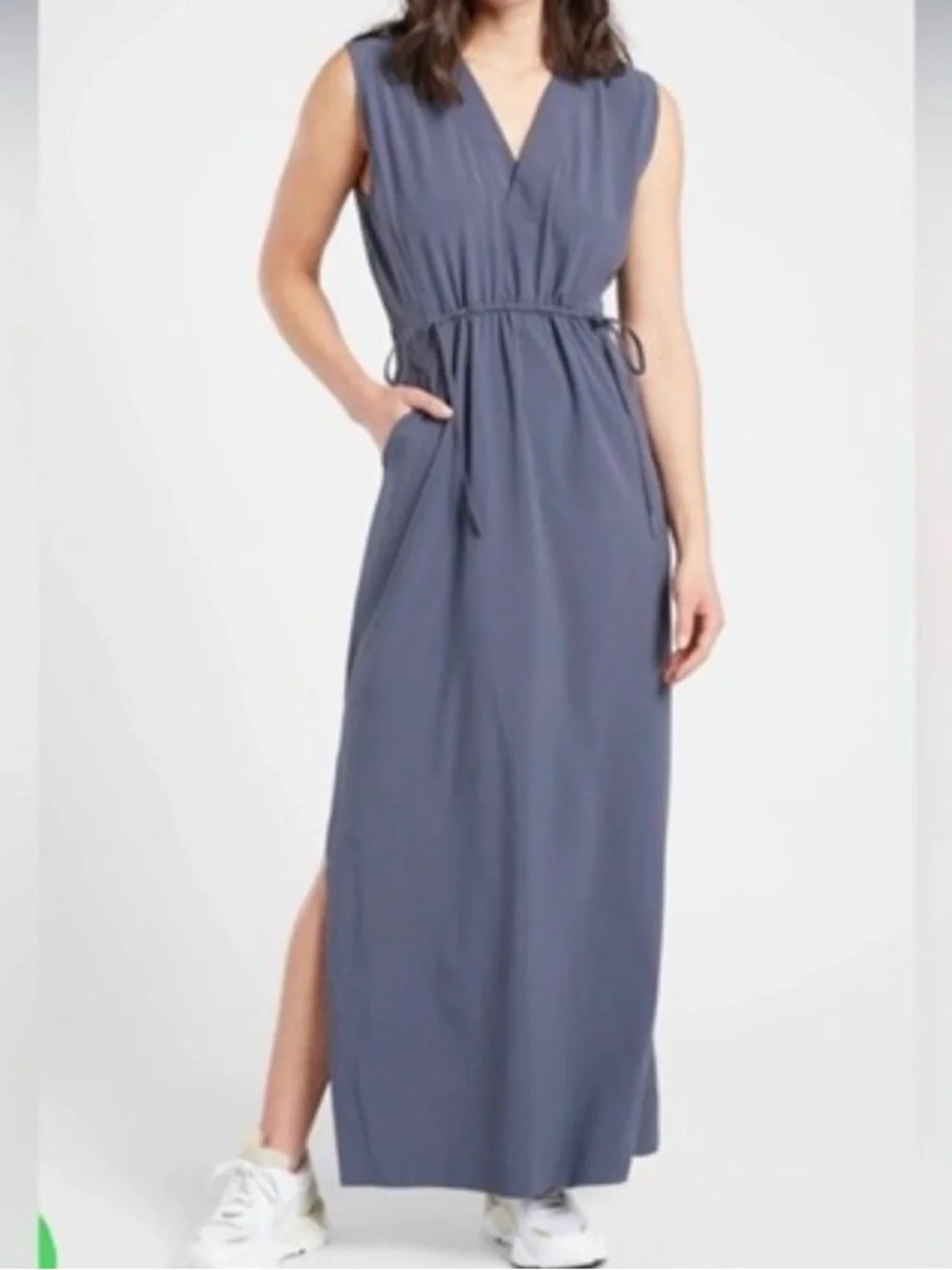 Athleta Sleeveless V-Neck Maxi Dress in Slate - Picture 1 of 7